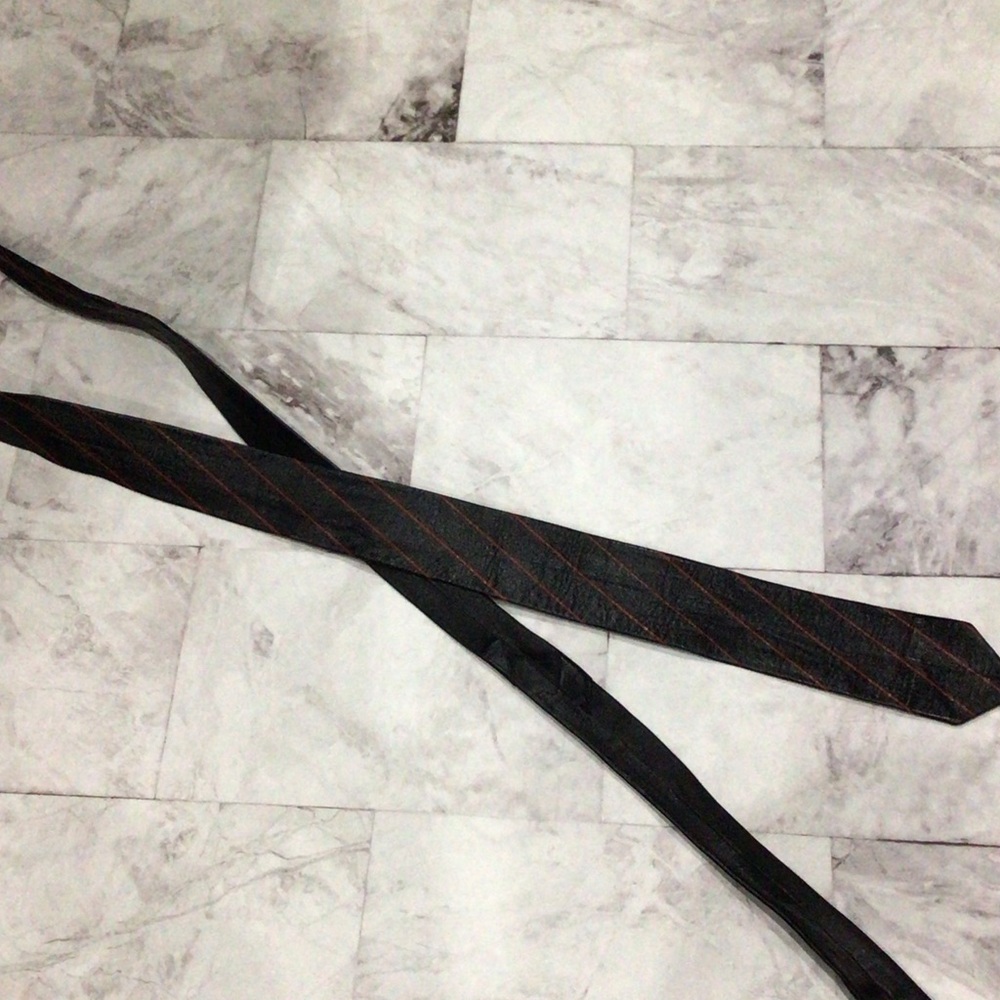Black and Red Striped Leather Tie
